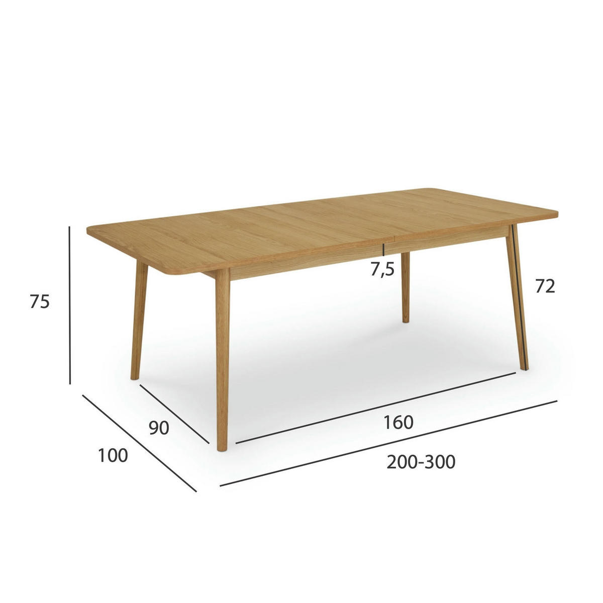 ESSTISCH 100/200/75 Eiche massiv rechteckig - Eichefarben/Braun, Holz/Holzwerkstoff (100/200/75cm) - Furnhouse