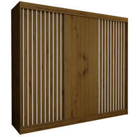 SCHWEBETÜRENSCHRANK LAMELLO 240/216/61 cm 3-türig Eiche Artisan - Eiche Artisan, Holzwerkstoff (240/216/61cm) - MASSENO