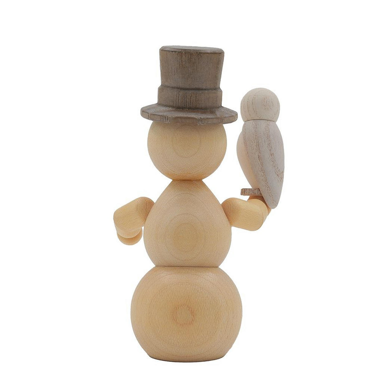 HOLZFIGUR Schneemann mit Schnee-Eule 9 cm - Multicolor, Holz (5/1/0.1cm)