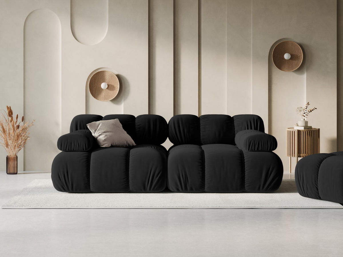 MODULARES-SOFA Bellis aus Samt schwarz 2 Sitzplätze - Schwarz, Textil (94/63/188cm) - Micadoni