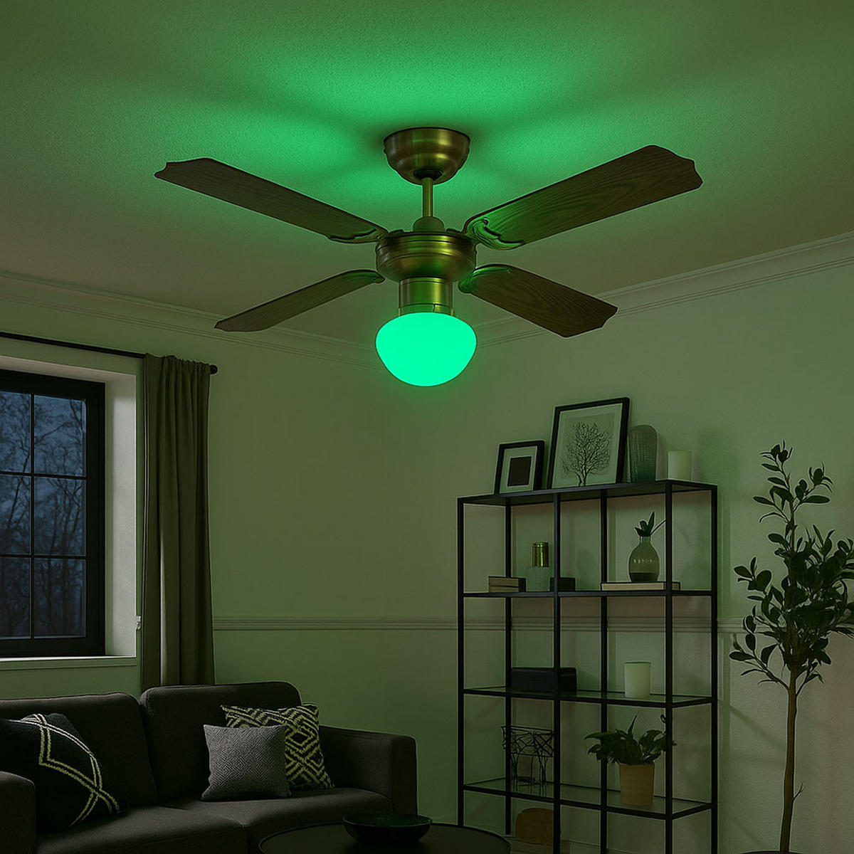 LED DECKENVENTILATOR Messing Opal - Messingfarben, Glas (106.6/52/41.5cm) - Globo Lighting