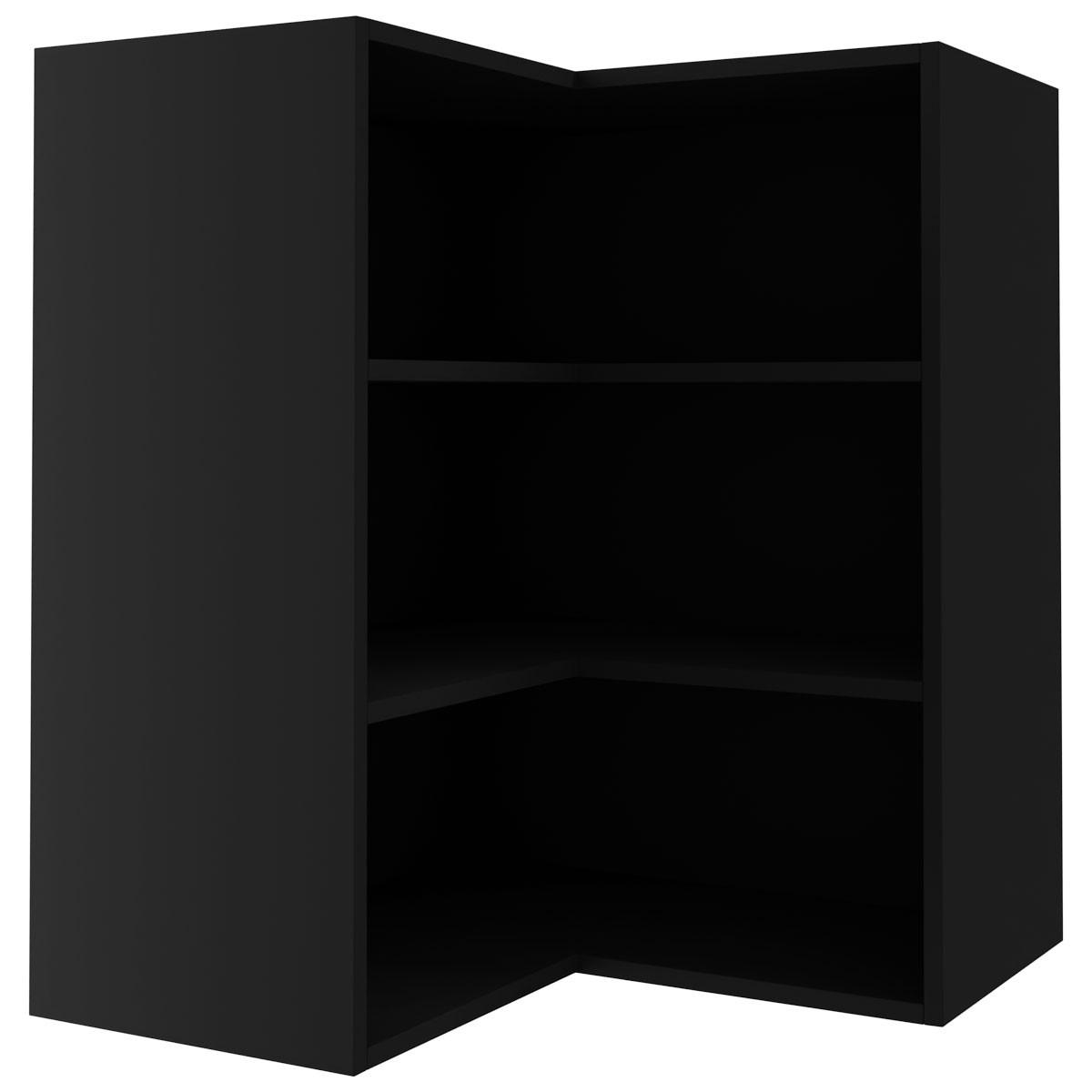 ECKHÄNGESCHRANK Essen W12/60 Graphit Hochglanz / Schwarz Matt 60 / 60 / 72cm - Schwarz/Graphitfarben, Holz/Holzwerkstoff (60/72/60cm) - Feldmann-Wohnen