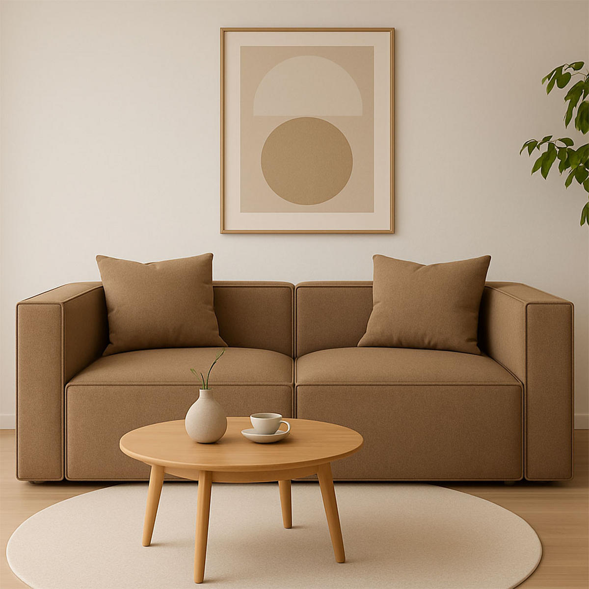 2-SITZER-SOFA Box Stoff Beige - Beige, Textil (184/65/92cm) - ebuy24