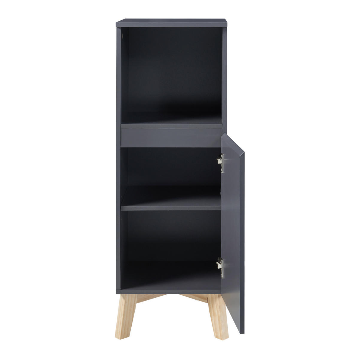 BADEZIMMERSCHRANK Overath - Naturfarben/Grau, Eichenholz/Holzwerkstoff (30/86/30cm) - [en.casa]