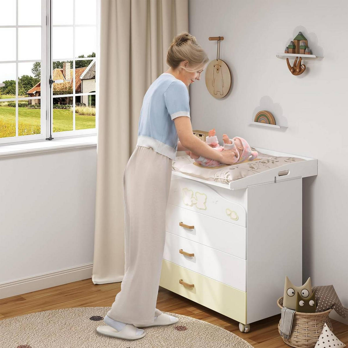 WICKELAUFSATZ für Kommode, 70x10x75 cm, Weiß - Weiß, Holzwerkstoff (70/10/75cm) - Woltu