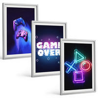 BILDER SET 3er Set - 40x60 cm Silberner Rahmen - Game Over Gamepads - Silberfarben, Kunststoff (40/60cm) - TULUP