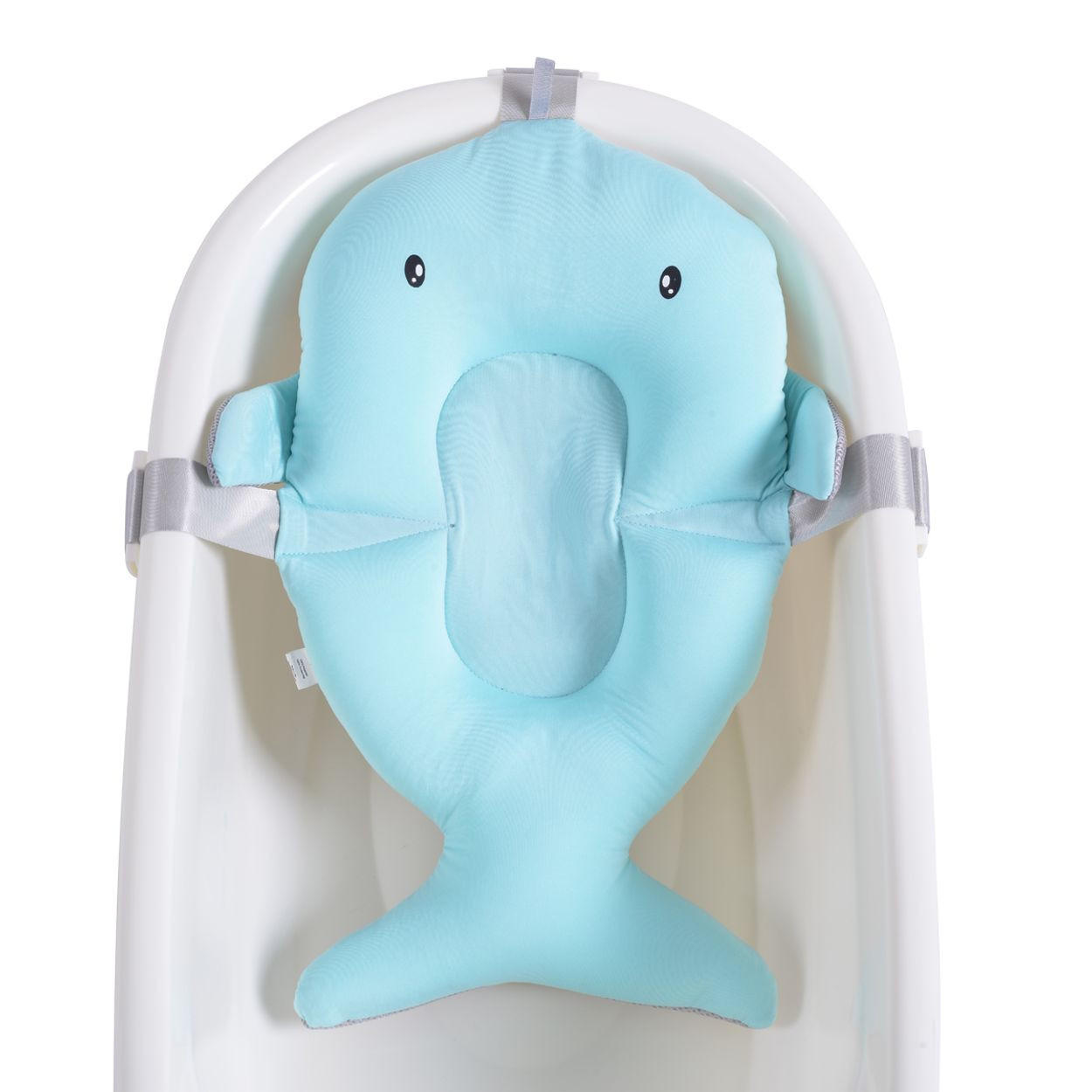 BABYBADEWANNE Badenetz Bailey blau Badeauflage, Kunststoff Clips ab Geburt - Blau, Textil (37/54cm) - Cangaroo