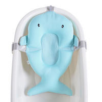 BABYBADEWANNE Badenetz Bailey blau Badeauflage, Kunststoff Clips ab Geburt - Blau, Textil (37/54cm) - Cangaroo