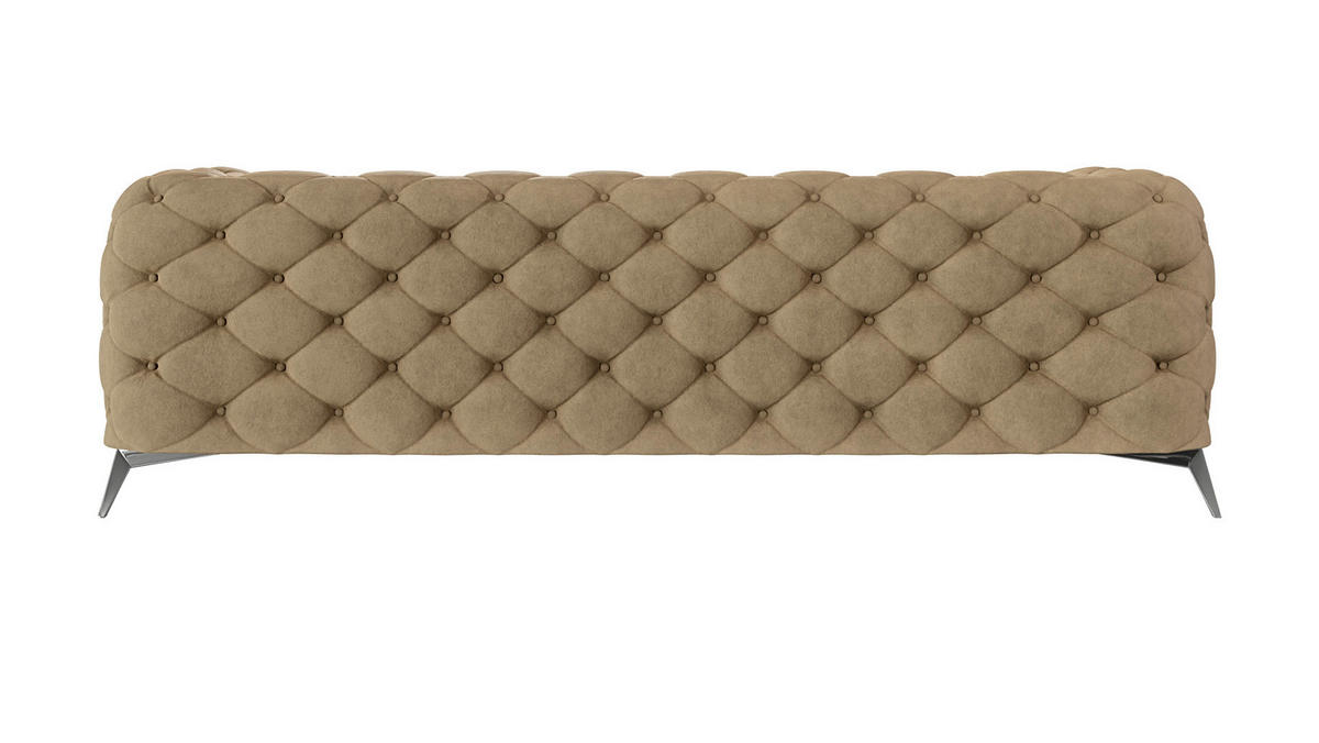 CHESTERFIELD-SOFA 3-Sitzer Laura Beige Samt - Beige/Silberfarben, Holz/Textil (243/75/100cm) - S-Style Möbel