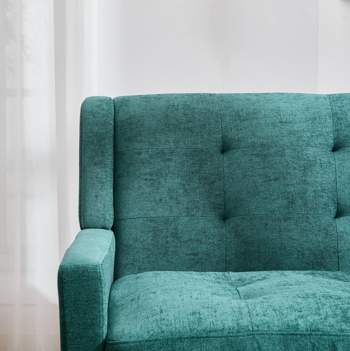 2-SITZER 120/75/88 cm Retro Grün aus Leinen mit Knopfpolsterung - Waldgrün, Textil (75/88/120cm) - OKMYHOME