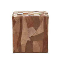 PATCHWORK-HOCKER Leder braun, Sitzwürfel 36/36/38 cm - Braun, Leder (36/38/36cm) - Homescapes