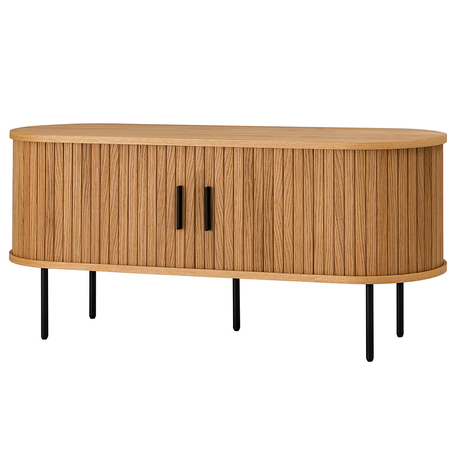 TV-LOWBOARD - MDF / Metall - Eiche - Eichefarben/Schwarz, Holzwerkstoff/Metall (120/55/40cm) - home24
