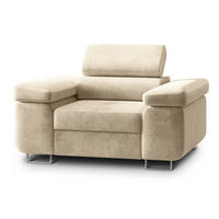 SESSEL CALVO Polstersessel Loungesessel ergonomisch, Creme - Creme, Holz/Metall (133/87/98cm) - MASSENO