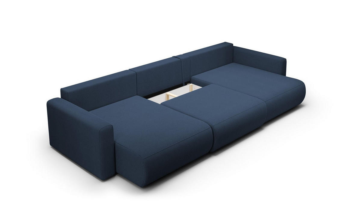 WOHNLANDSCHAFT Chaira Mit Schlaffunktion - Dunkelblau, Holzwerkstoff/Textil (340/85/149cm) - Fun Möbel