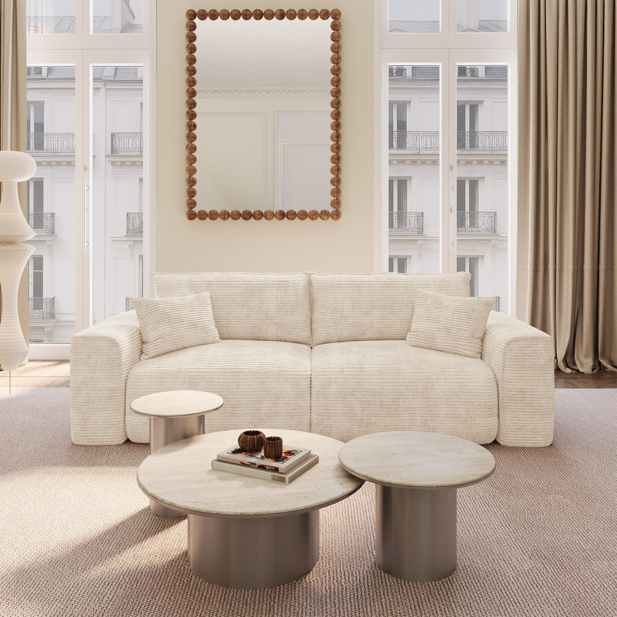 SCHLAFSOFA Express COMO Cord Beige 236cm - Beige, Textil (236/78/100cm) - Premium Interiors
