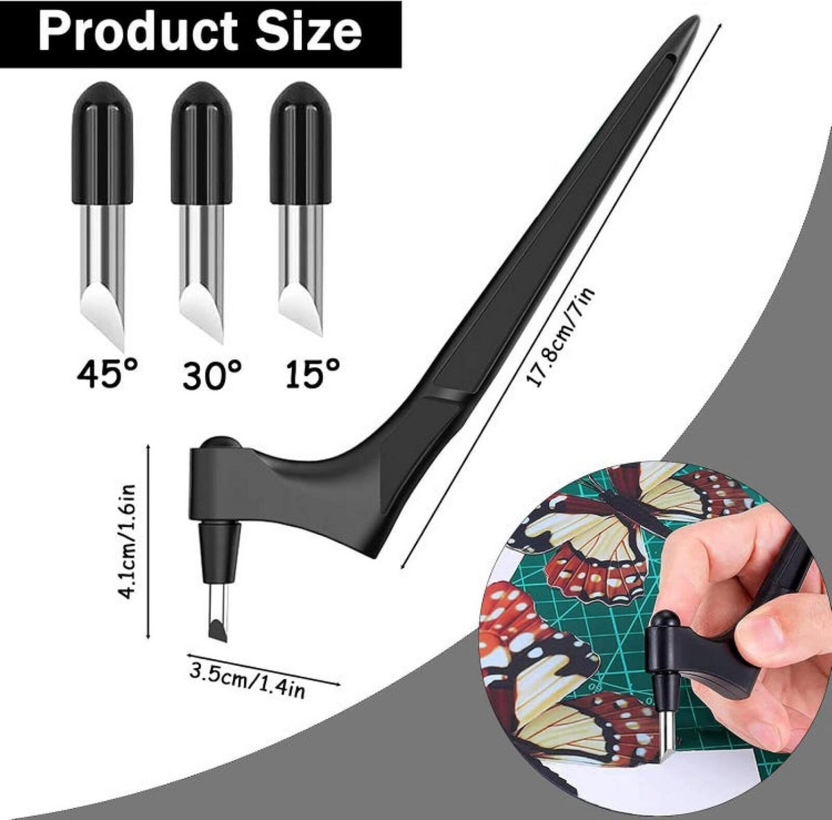 SCHERE – 360-Grad-Drehung – geeignet zum Schneiden von Papier – mit 3 Klingen - Schwarz, Metall (17.8/3.5/1cm) - DCA