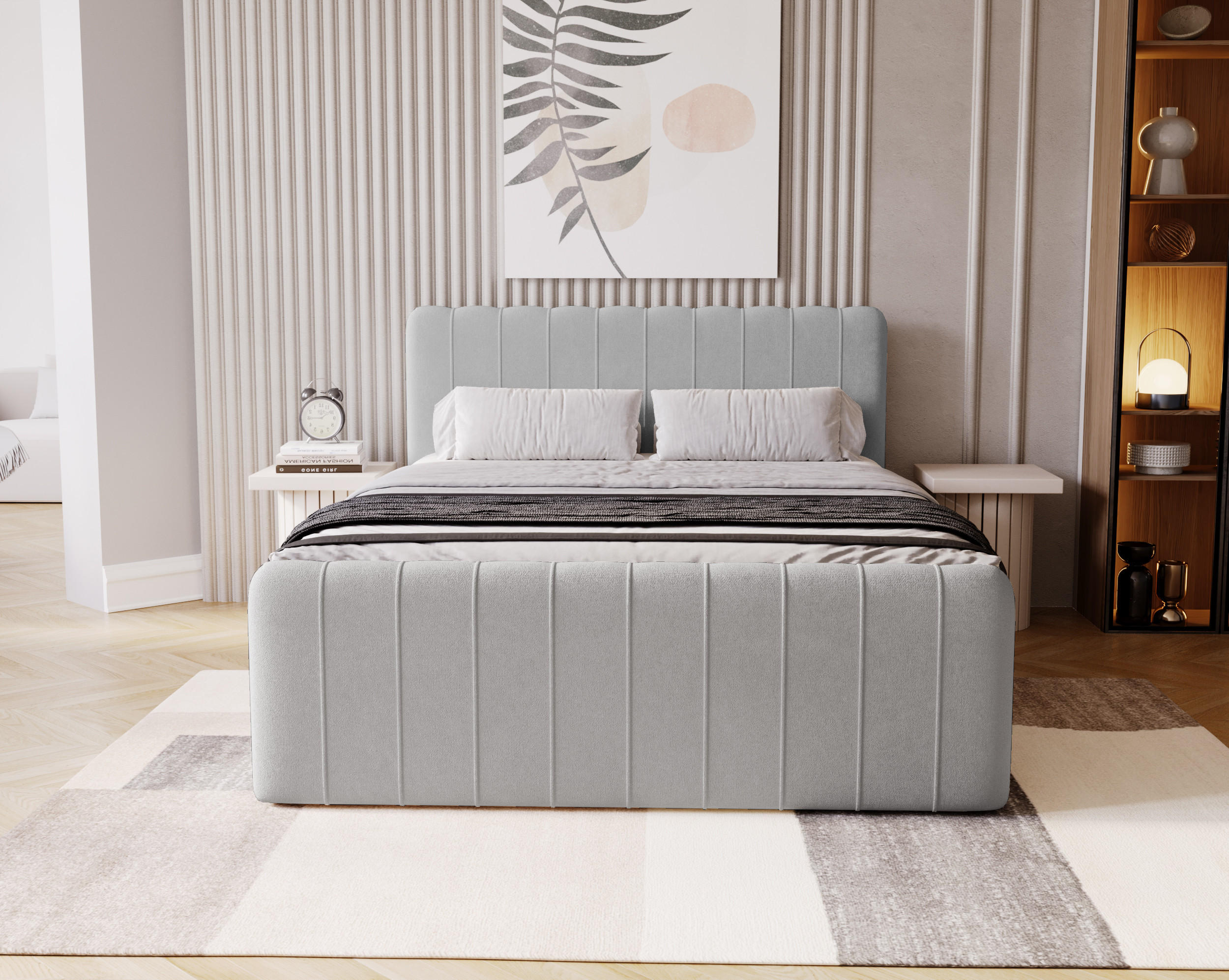 BOXBETT OSLO mit Bettkasten Stoff Komodo Hellgrau 180x200 cm - Hellgrau, Holz (180/200cm) - Kaiser Möbel