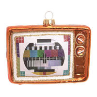 CHRISTBAUMSCHMUCK Fernseher Nostalgie Braun 9cm (Glas / 1 Stk.) - Braun, Glas (9/6/4cm) - Krebs Glas Lauscha