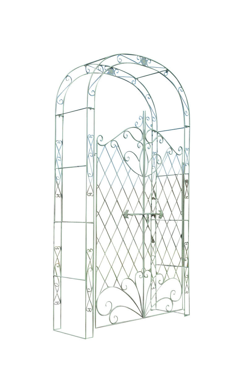 ROSENBOGEN Minden Tor 120x40x220cm Metall Antik-Grün Rankhilfe - Grün, Metall (120/220/40cm) - DELUKE