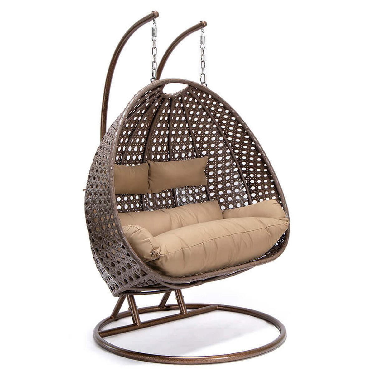 HÄNGESESSEL TWIN - Braun, Mit Regenabdeckung - Braun, Kunststoff (145/126/74cm) - Home Deluxe