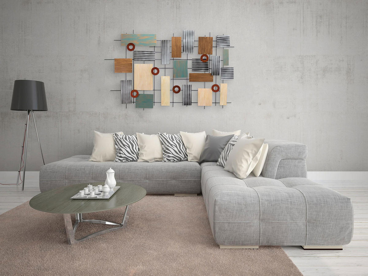 WANDDEKO Silber 119/78 cm - Beige/Silberfarben, Metall (6.7/78/5cm) - KUNSTLOFT