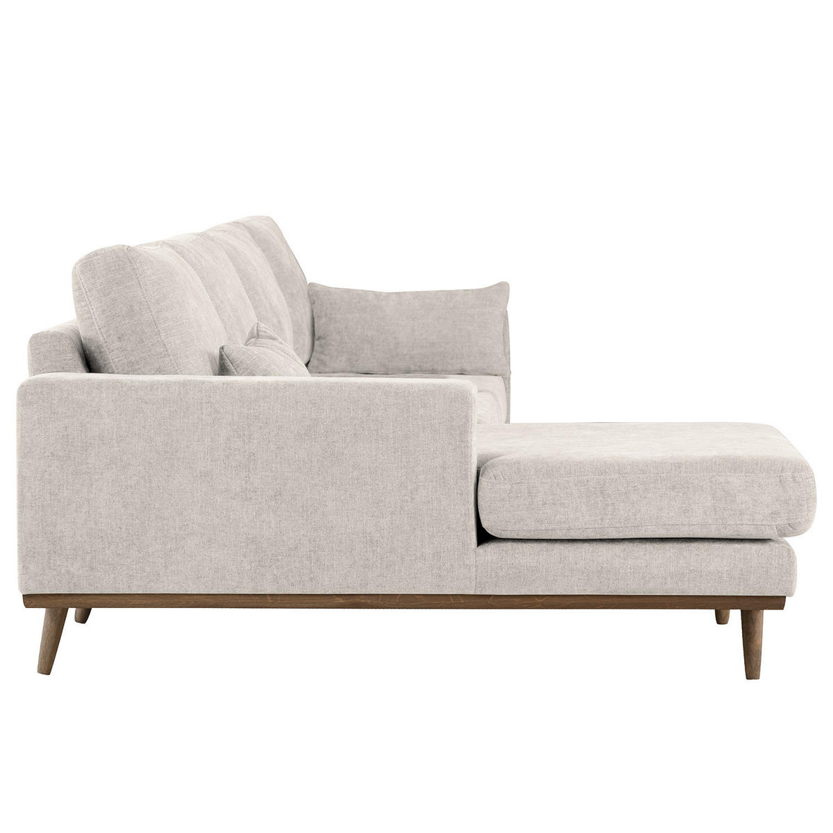 ECKSOFA mit Longchair - Eichefarben/Grau, Eichenholz/Textil (281/153cm) - home24