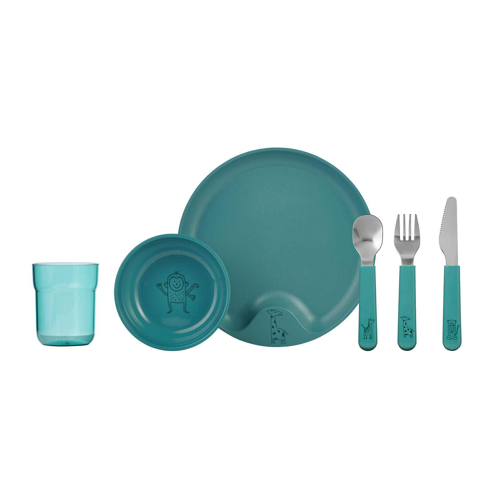 KINDERGESCHIRR Mio Deep Turquoise 6er Set - Türkis, Kunststoff (10.5/22/33.5cm) - Mepal