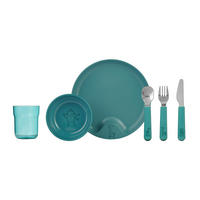 KINDERGESCHIRR Mio Deep Turquoise 6er Set - Türkis, Kunststoff (10.5/22/33.5cm) - Mepal