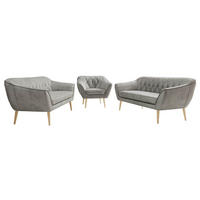 SEDACÍ SOUPRAVA 3+3+1 PIRS - Světle šedá Samet - Dřevěné nohy - světle šedá/barva buku, kompozitní dřevo/textil (180/75/74cm) - MKS
