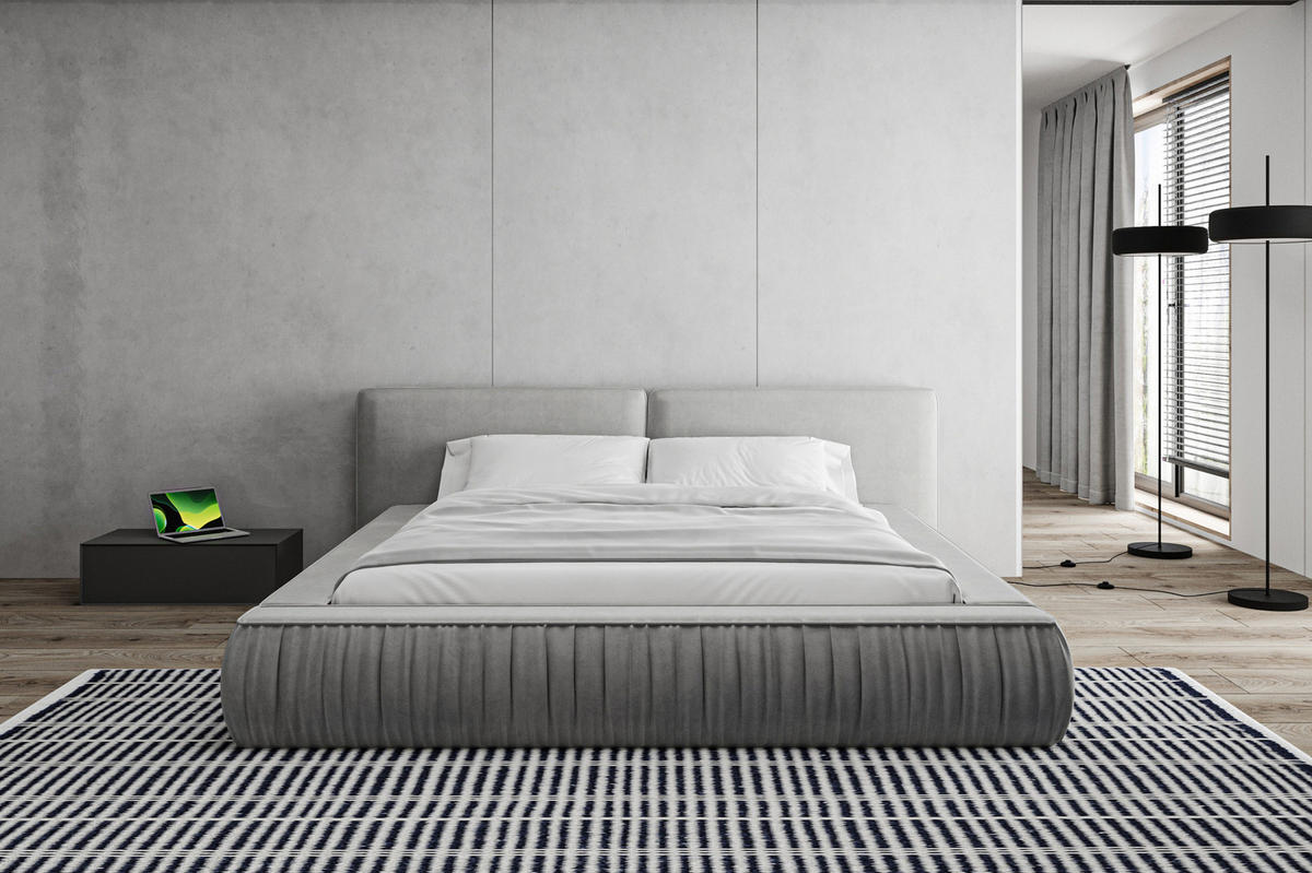 POLSTERBETT - Bett 08 - 160x200 - Grau (Riviera 91) - Grau, Holzwerkstoff (160/200cm) - Möblo