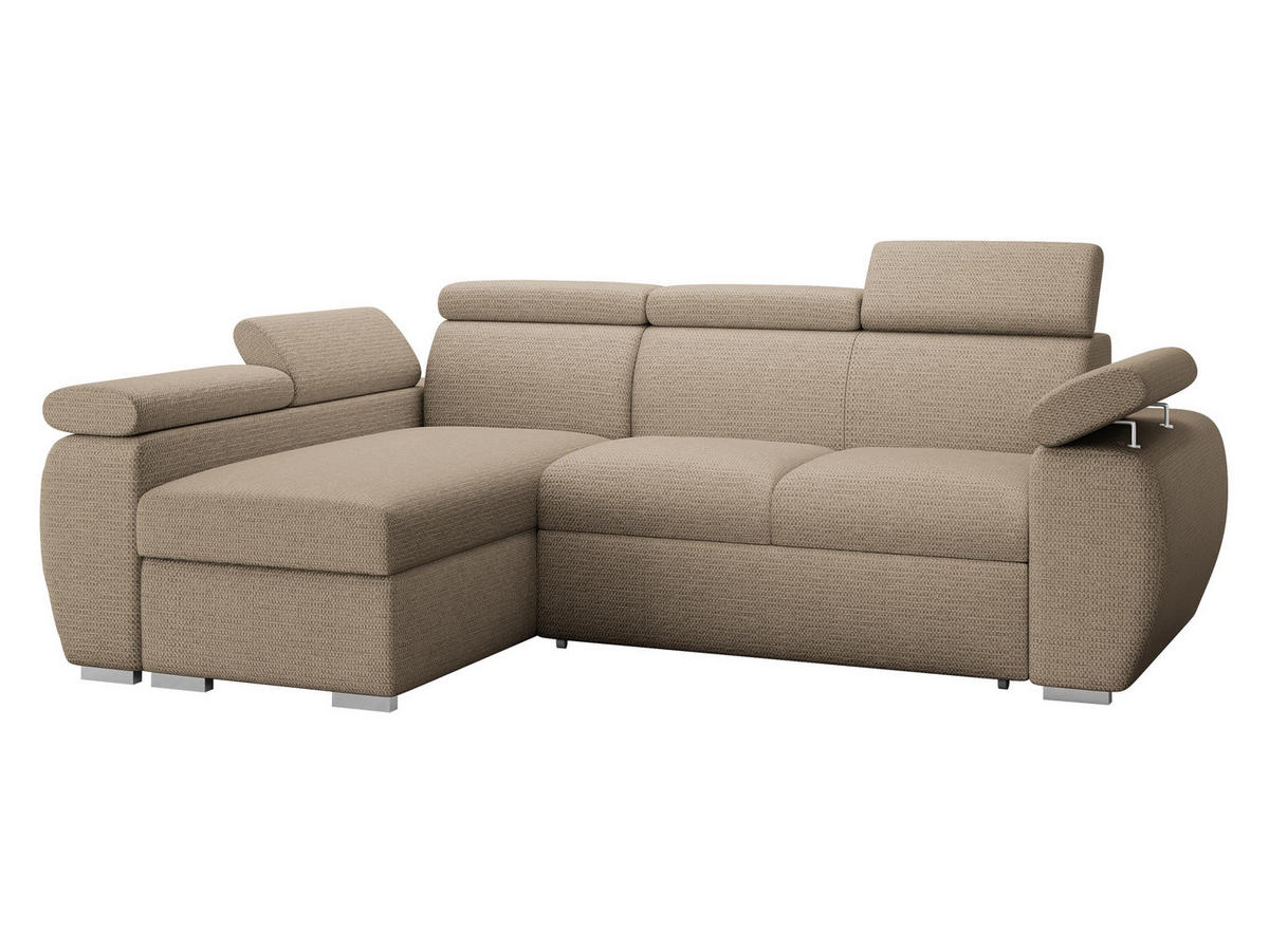 ECKSOFA Boston Mini, Seite: Links - LC+2R - Chromfarben/Beige, Holz/Textil (255/170cm) - MIRJAN24