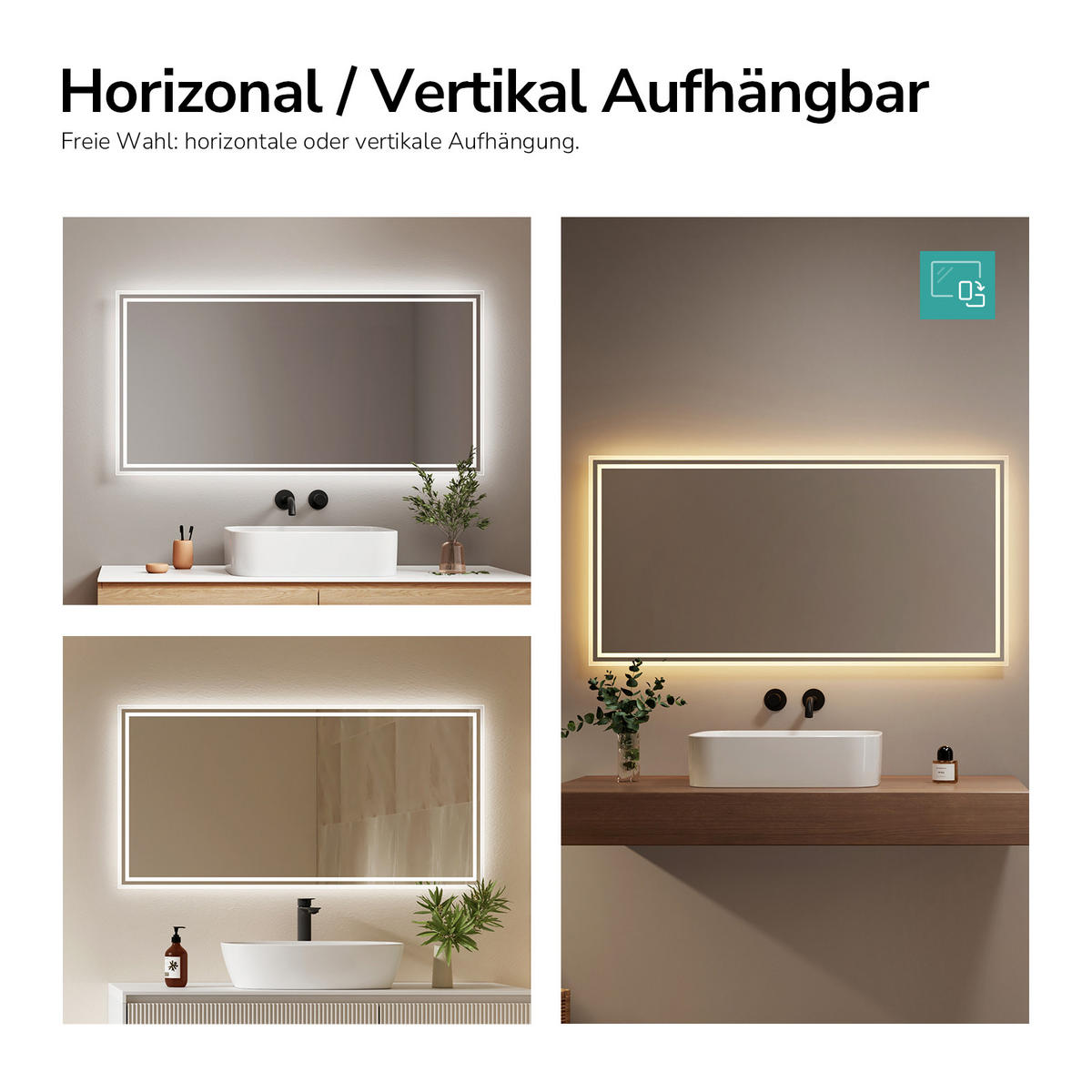 OGLINDA de baie cu LED-uri 120/60/3,5 cm - transparent, sticlă (120/60/3.5cm) - EMKE