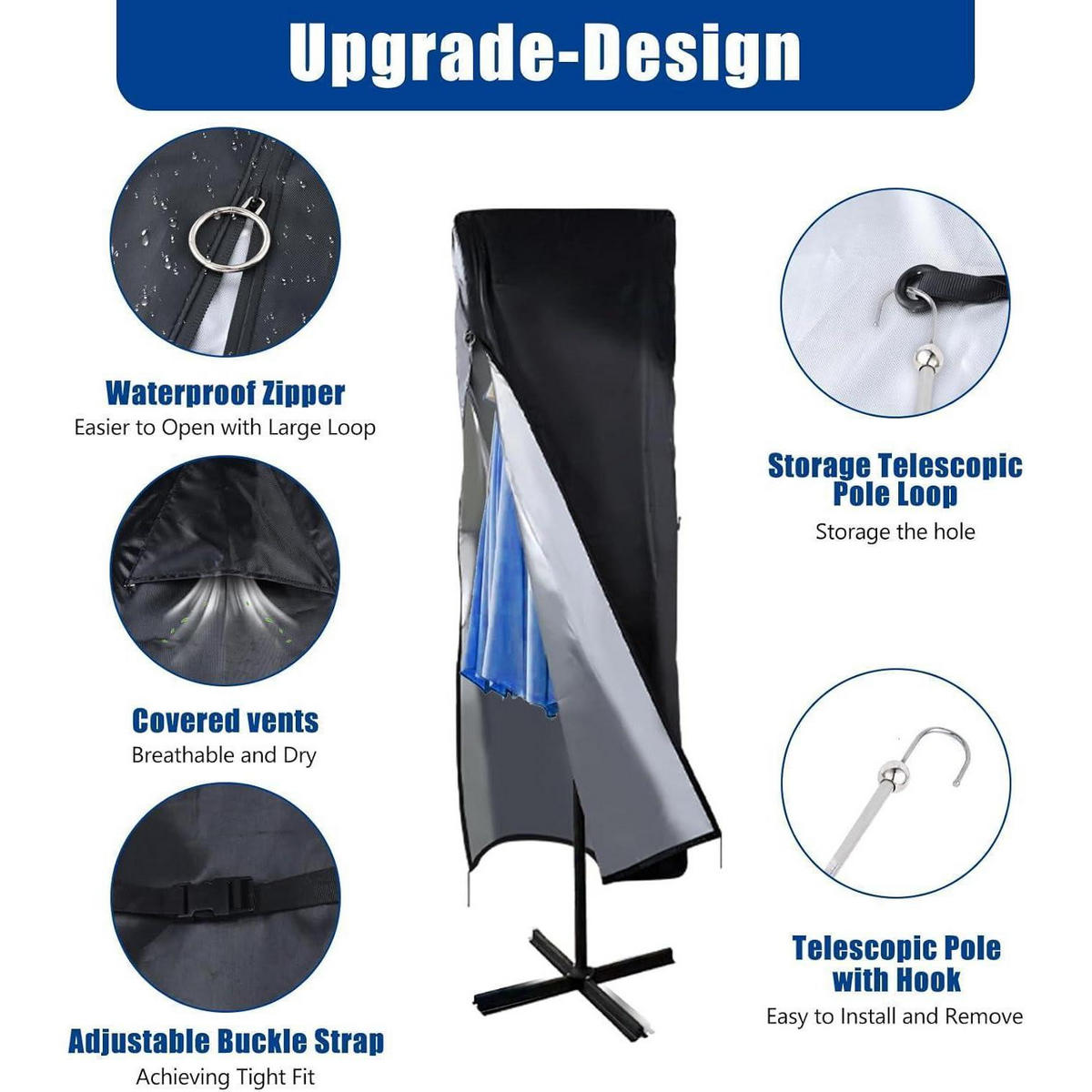 SONNENSCHIRMHÜLLE 420D Oxford 180 x 70 x 70 cm - Schwarz, Textil (70/70/180cm)