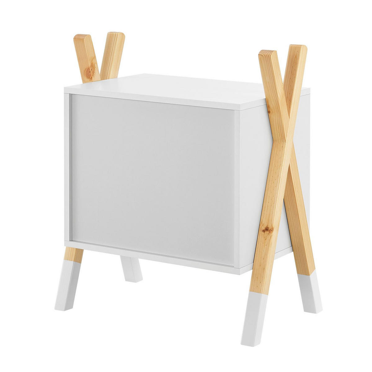 NACHTTISCH Jamie mit 1 Schublade Kinder - Weiß, Holz (30/55/46cm) - Juskys