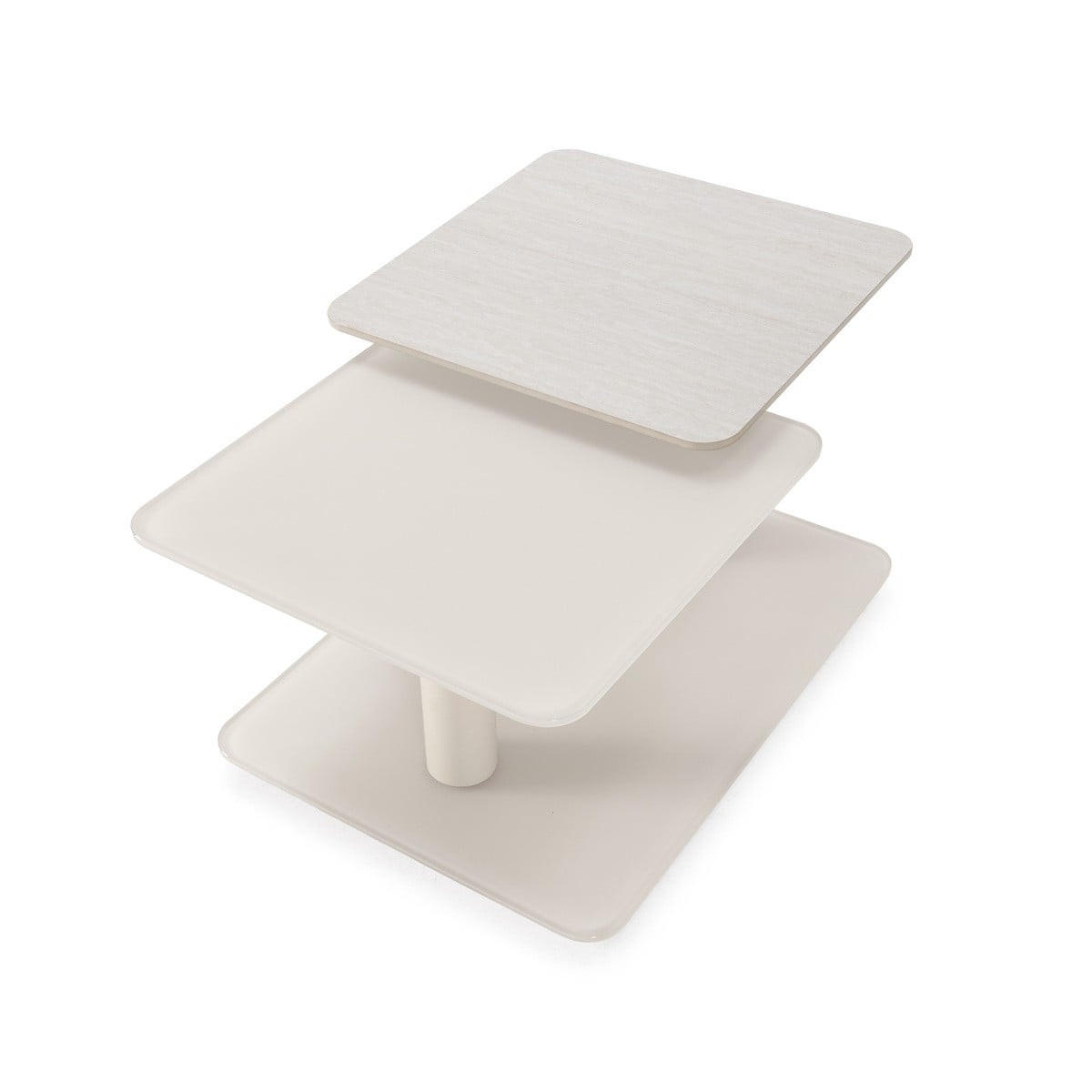 COUCHTISCH mit quadratischen Glasplatten 54/42,8/114,6 cm - Beige, Glas (66.5/54/42.8cm) - Calicosy