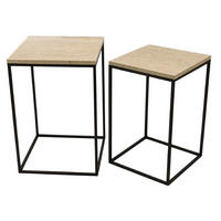 BEISTELLTISCH Volos Beige 41/41/61cm 2er-Set - Beige, Stein (41/41/61cm) - PTMD Collection