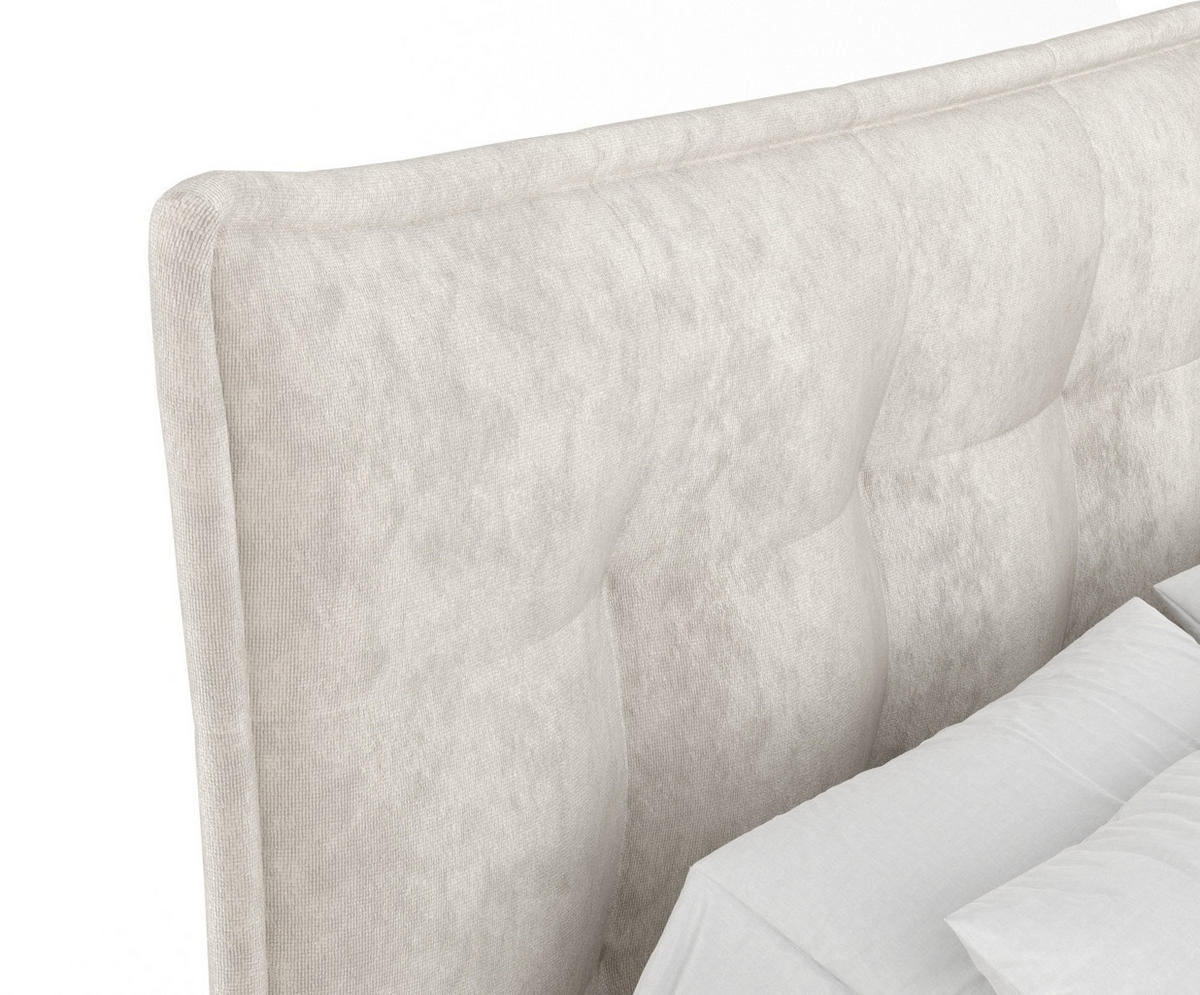 BOXSPRINGBETT Minori Ecru 140/200 cm mit Latex-Topper - Ecru/Silberfarben, Holz/Holzwerkstoff (140/200cm) - Maison de Reve