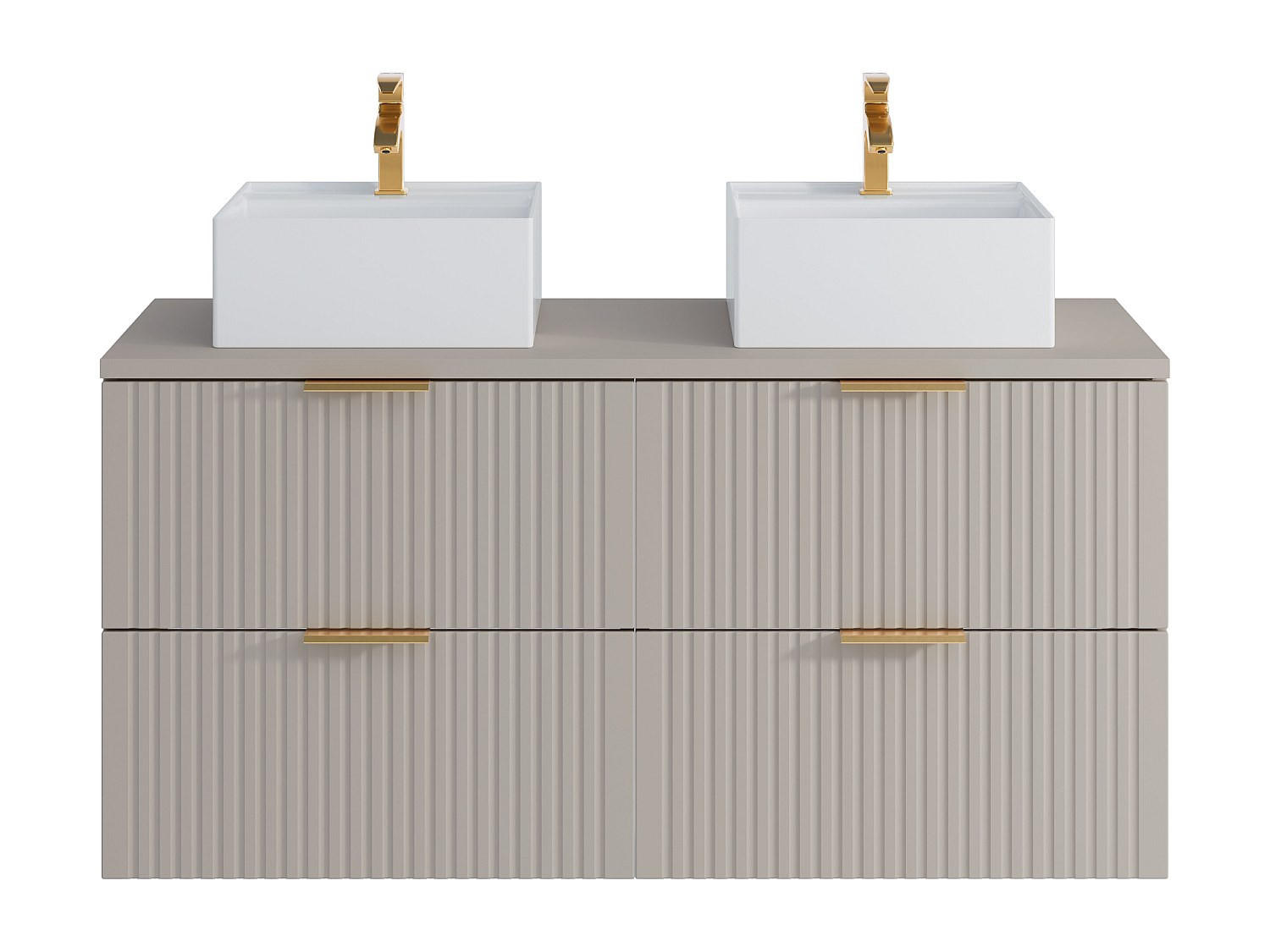 DOPPELWASCHTISCH - 120 cm x 46 cm - Holz, Platte - Beige - ZEVARA - Beige, Holz (120/57/46cm) - Vente-Unique