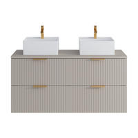 DOPPELWASCHTISCH - 120 cm x 46 cm - Holz, Platte - Beige - ZEVARA - Beige, Holz (120/57/46cm) - Vente-Unique