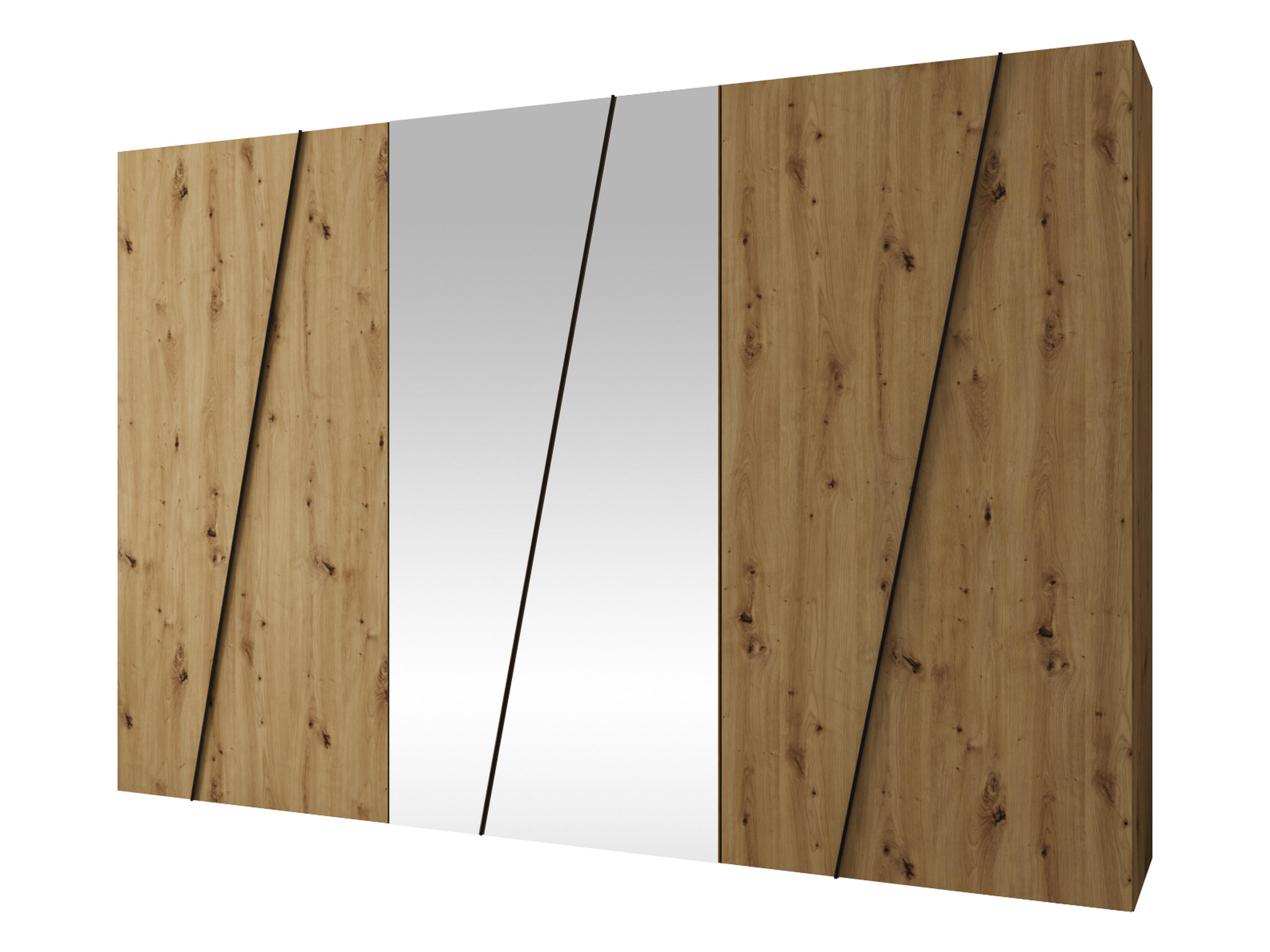 DREHTÜRENSCHRANK Zen 2L 300 cm - Schwarz/Eiche Artisan, Holzwerkstoff/Kunststoff (300/202/50cm) - MIRJAN24