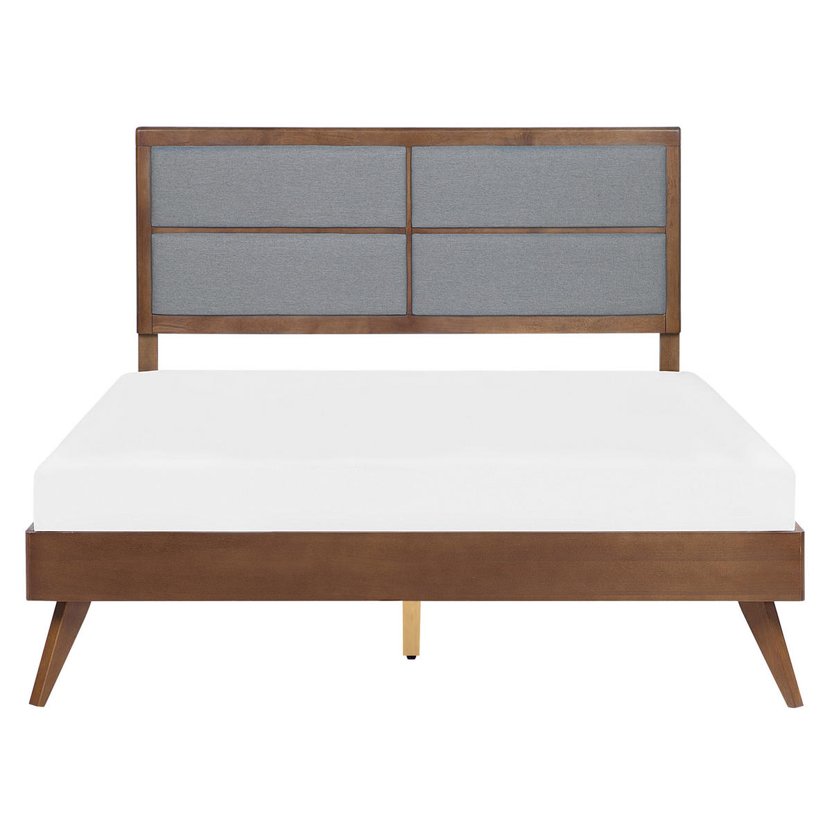 HOLZBETT 160/200 cm Dunkler Holzfarbton Poissy - Dunkelbraun, Holzwerkstoff/Textil (160/200cm) - Beliani