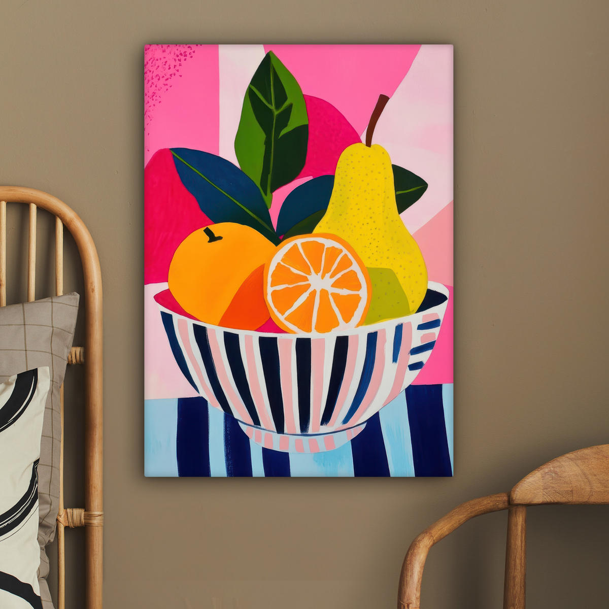 LEINWANDBILD Obst - Abstrakter Hintergrund - Rosa Wandbild Wohnzimmer 60x80 cm - Pink, Textil (60/80cm) - MuchoWow