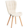 STUHL Lederlook creme - Eukalyptusholzfarben/Creme, Holz/Textil (50/88/63cm) - CLP