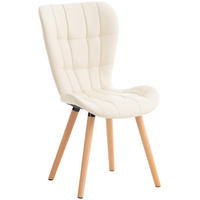 STUHL Lederlook creme - Eukalyptusholzfarben/Creme, Holz/Textil (50/88/63cm) - CLP