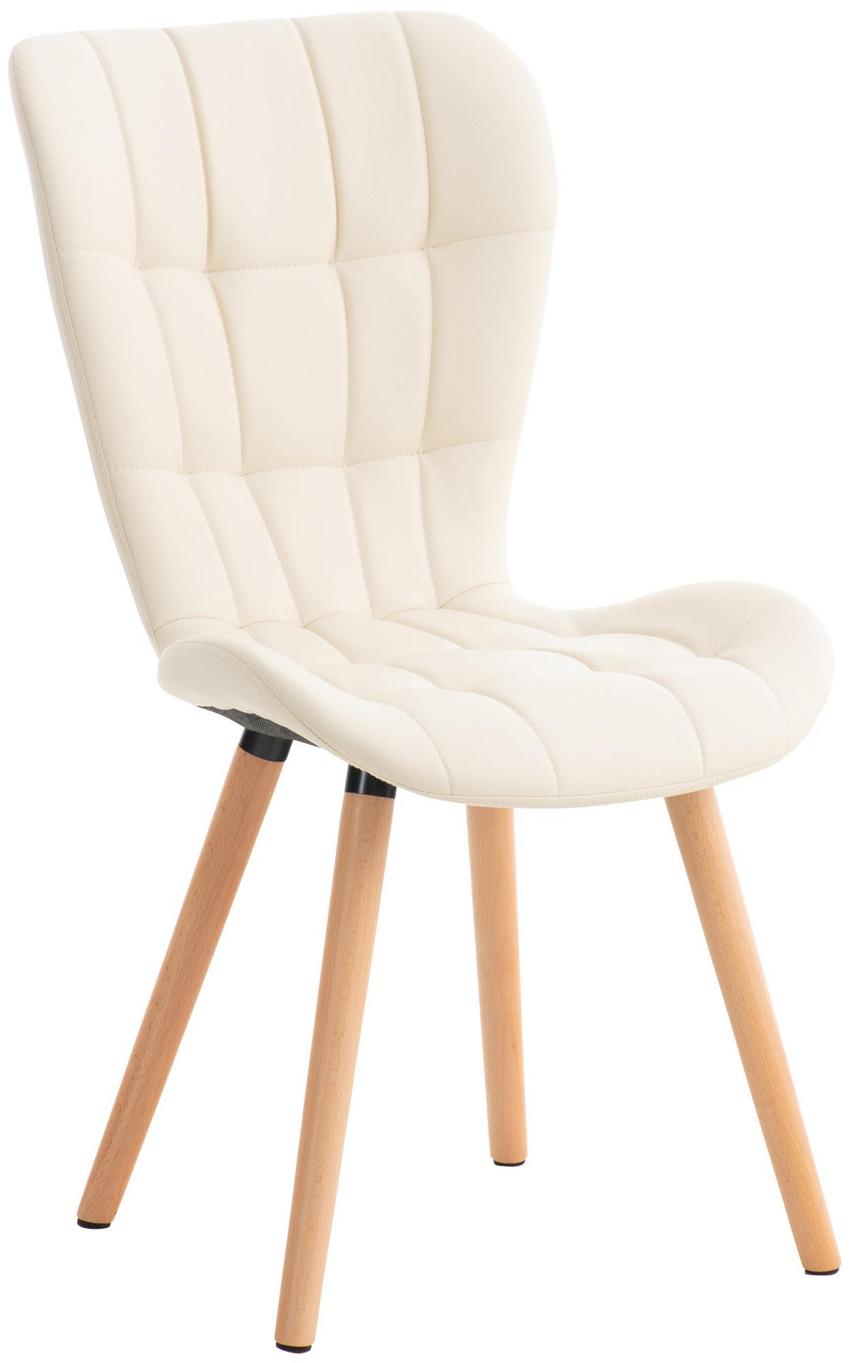 STUHL Lederlook creme - Eukalyptusholzfarben/Creme, Holz/Textil (50/88/63cm) - CLP