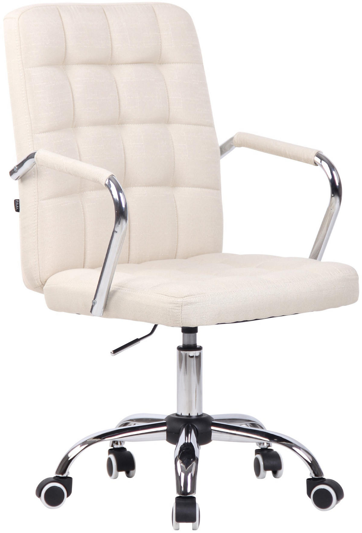DREHSTUHL Stoff creme - Chromfarben/Creme, Textil/Metall (56/93/60cm) - CLP