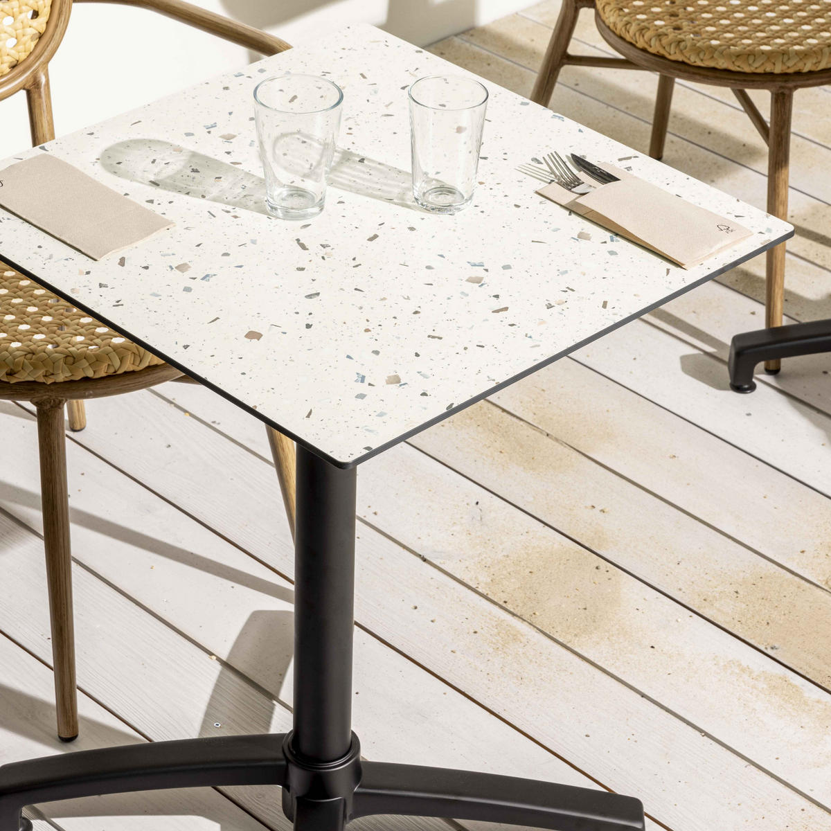 TISCHPLATTE 60 x 60 cm, Terrazzo - Weiß, Kunststoff (60/60/1.25cm) - Oviala