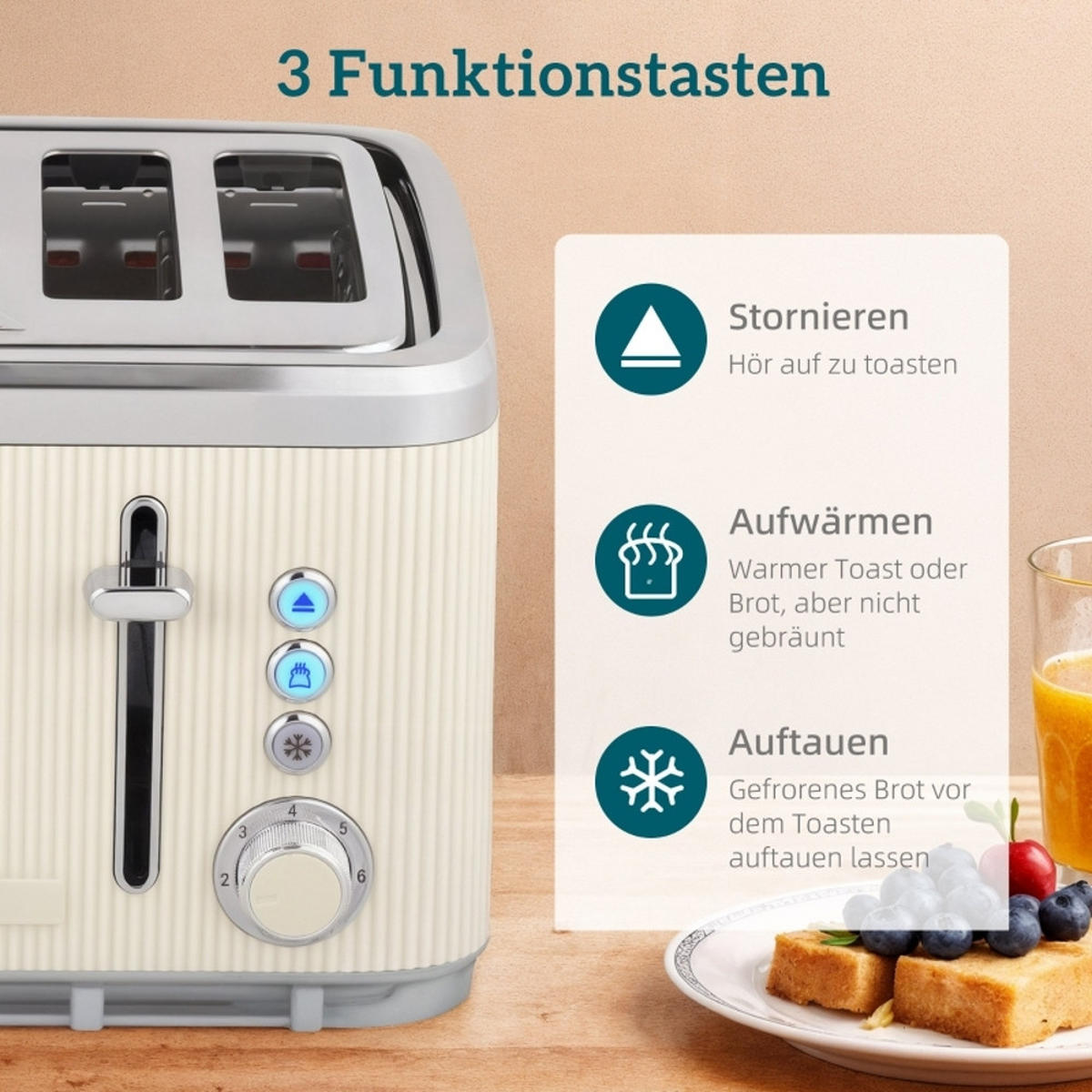 WASSERKOCHER-TOASTER Set UND Cremeweiß 21,2/15,5/25,5 cm - Creme, Kunststoff (15.5/25.5/21.2cm) - Rolipo