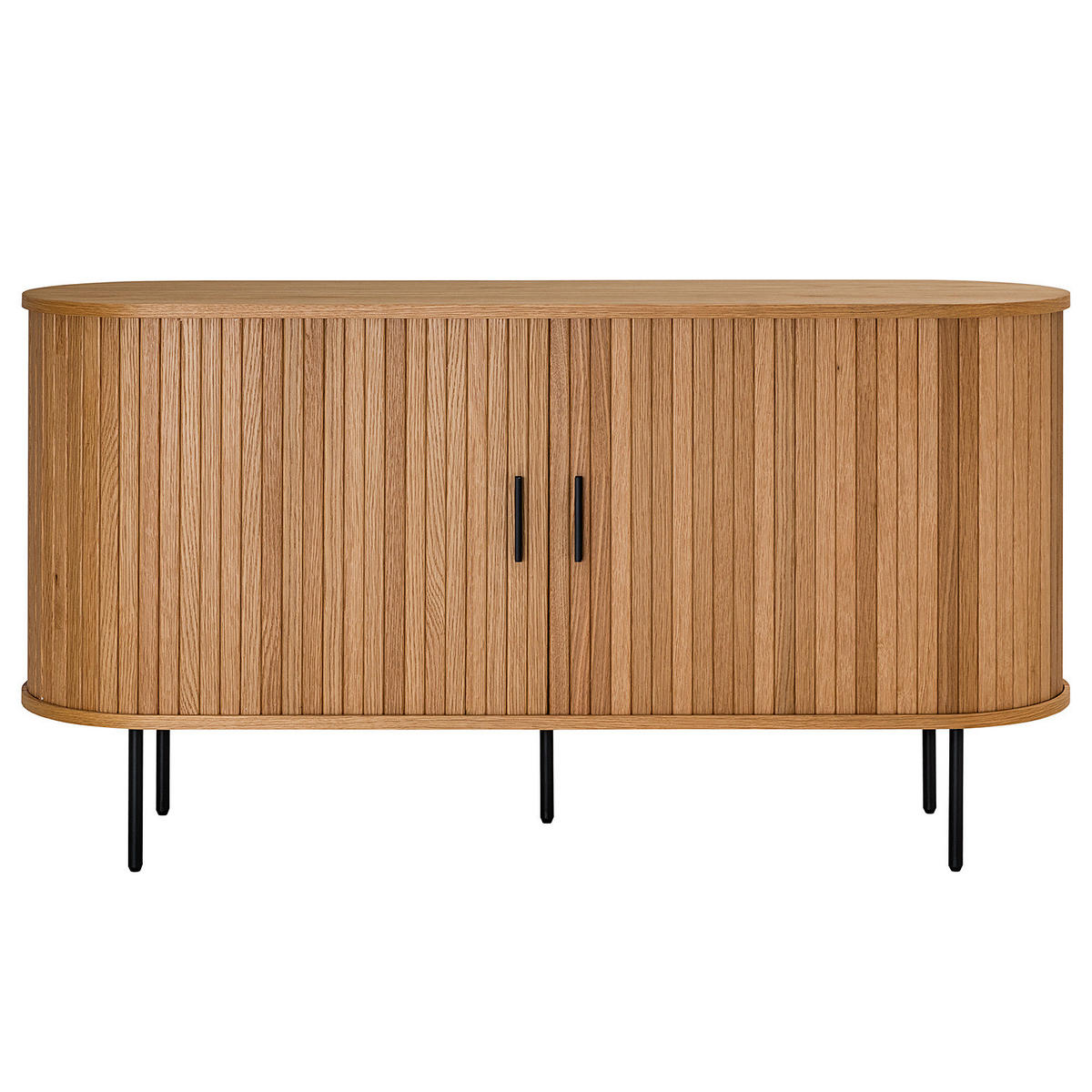 SIDEBOARD - Echtholzfurnier - Eichefarben/Schwarz, Holzwerkstoff (140/76/40cm) - home24
