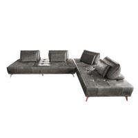 MODULSOFA WIOLO Grau Leder - Silberfarben/Grau, Leder (350/83/240cm) - KAWOLA
